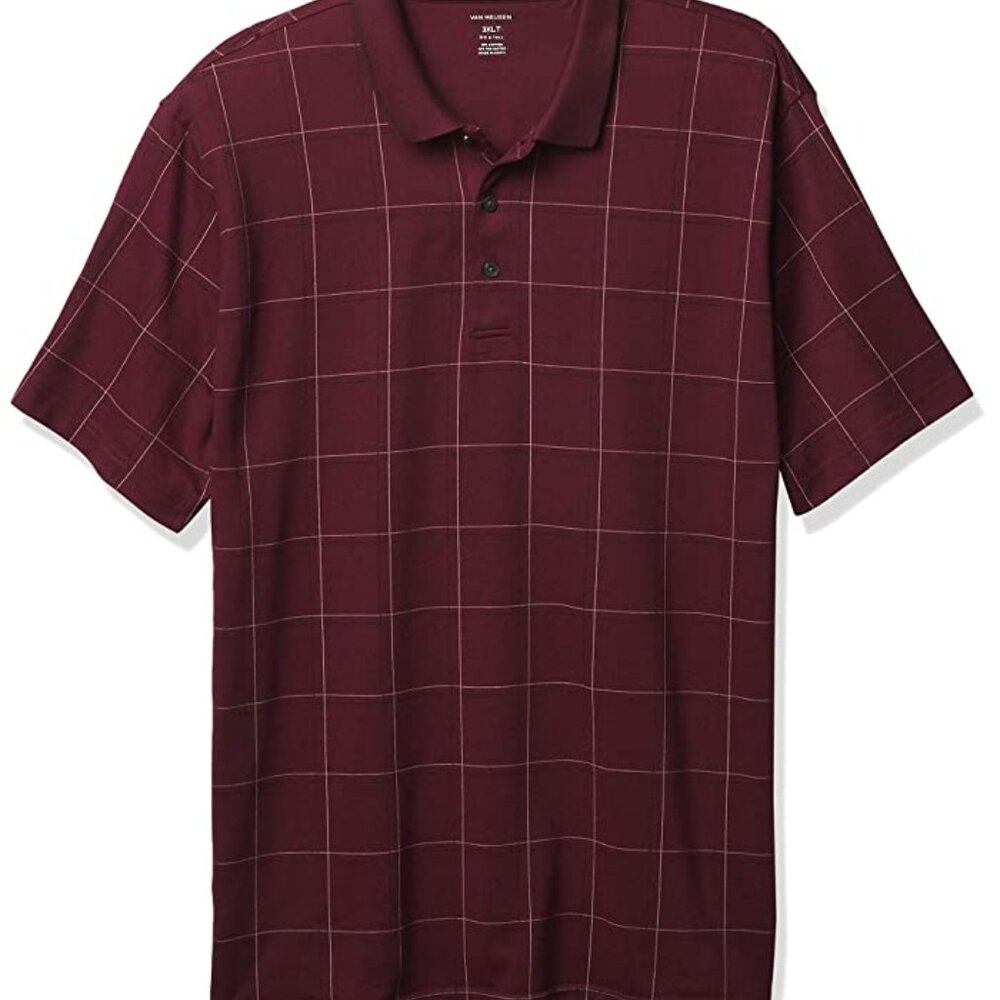 Van Heusen Big and Tall Flex Short Sleeve Stretch Windowpane Polo Shirt